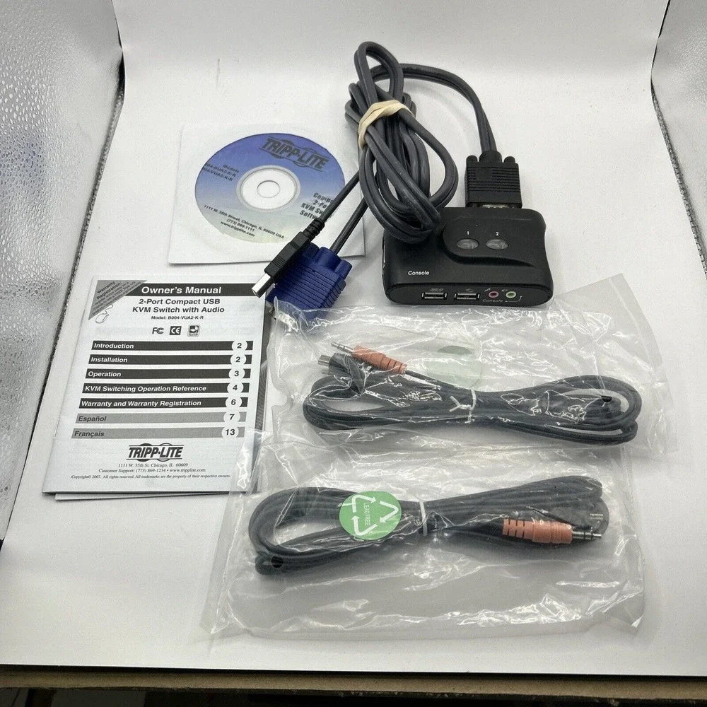 TRIPP LITE B004-VPA2-K-R 2-PORTS COMPACT PS/2 KVM EXTERNAL SWITCH. ULE3-8